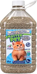 Bidón de 5 kg de Piedritas de bentonita Master Pet, arena sanitaria aglomerante para gatos