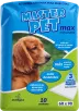 Frente del paquete de Master Pet Max, más grueso: paños de 3 capas que evitan que el líquido se escape por los bordes
