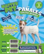 Frente del envase de Pañales Colita Afuera: ideales para mascotas postradas, con movilidad reducida, en postoperatorio o en celo